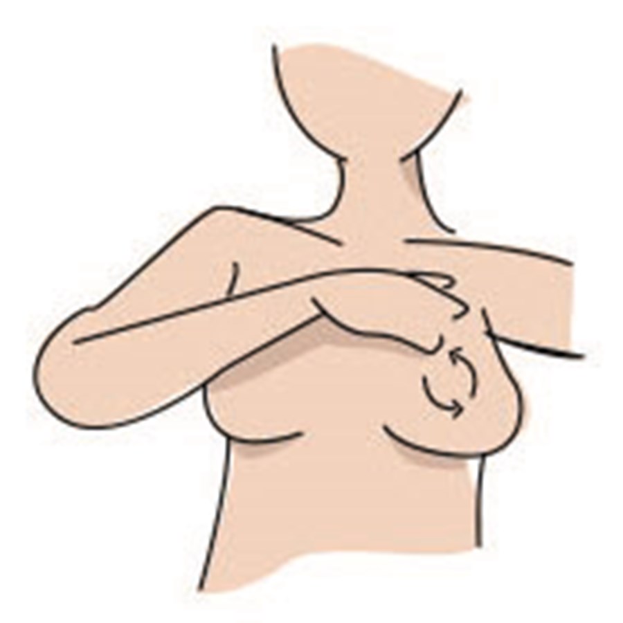 Samovyšetření prsu: Krok 3